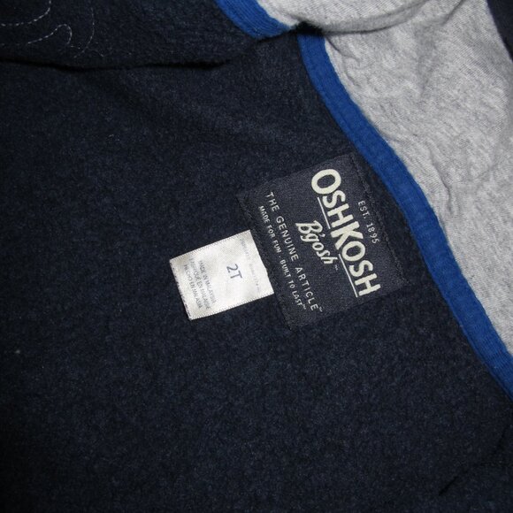 Oshkosh | Full Zip Hoodie Navy Blue Front Pocket - Picture 5 of 6